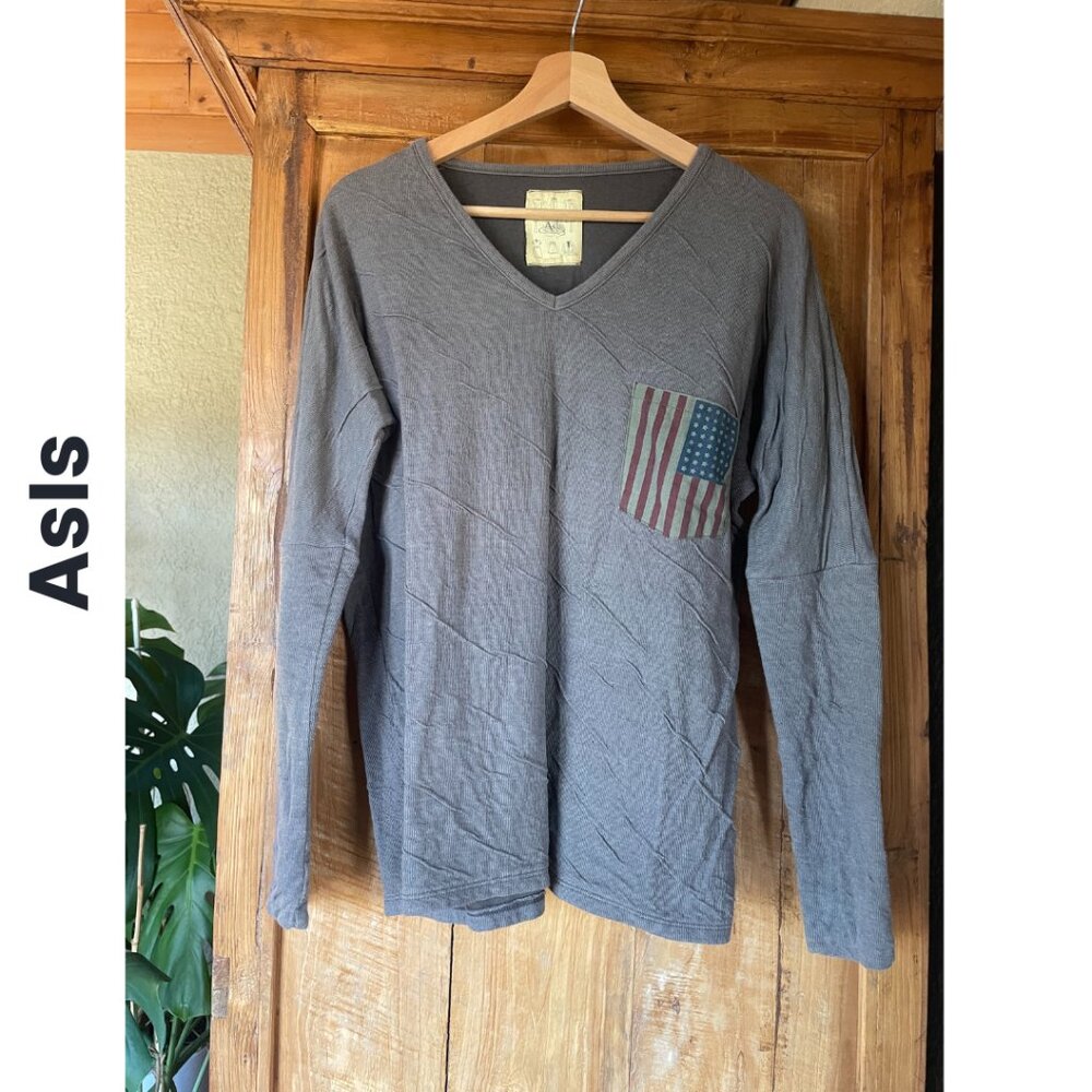 As Is  I  Double Gauze American Flag Pocket Tops  I  Size S